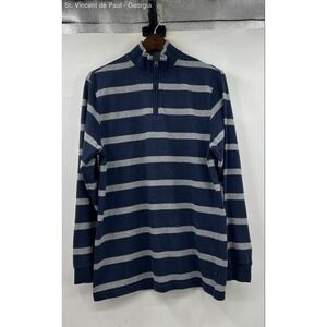 Chaps Striped 1/4 Zip Pullover Men's Large Blue Gray